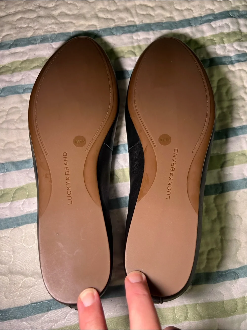 Lucky Brand Black Leather Slip-On Ballet Flats